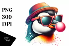 Quirky Penguin Portrait Chewing Gum Clipart Product Image 3