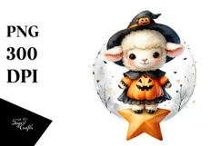Cute Baby Lamb Halloween Retro PNG Product Image 3