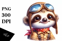 Colorful Baby Sloth Aviator Suit | Sublimation | Clipart Product Image 3