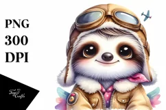 Colorful Baby Sloth Aviator Suit | Sublimation | Clipart Product Image 3