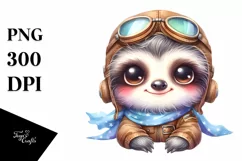 Colorful Baby Sloth Aviator Suit | Sublimation | Clipart Product Image 3