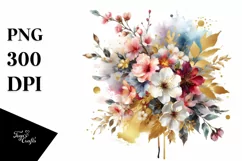 Colorfull Bouquet with Cherry Blossom | Clipart Product Image 1