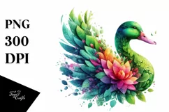 Vibrant Duck with 3D Looking Flowers PNG Product Image 1