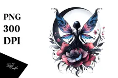 Gothic Fairy on Flower, High-Res PNG Product Image 1