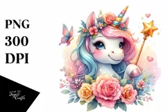 Baby Unicorn with Magic Wand, Magical PNG Product Image 1