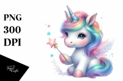 Baby Unicorn with Magic Wand, Magical PNG Product Image 3