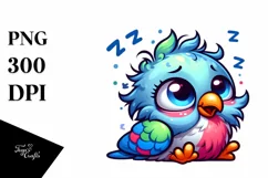 Colorful Baby Pigeon Sleeping | Clipart Product Image 3