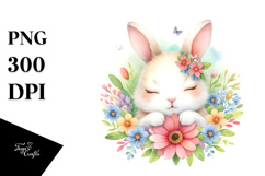 Colorful Cute Baby Rabbit Flower Watercolor Clipart Product Image 1