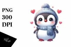 Cute Winter Penguin Sleigh Ride PNG Product Image 1