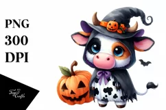 Vibrant Baby Cow Halloween Scene | Clipart Product Image 3