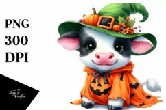 Cute Baby Cow Halloween Watercolor Product Image 3