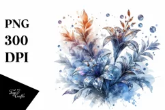 Abstract Shiny Lobelia Watercolor Clipart Product Image 1