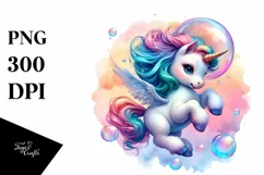 Colorful Baby Unicorn in Bubble PNG Product Image 1