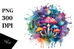 Magical Celestial Mushroom Splash | Sublimation Clipart Product Image 1