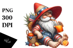 Digital Painting Gnome Orange Beachwear Watercolor Clipart Product Image 1