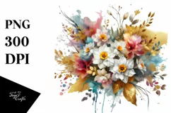 Colorful Abstract Watercolor Bouquet with Gold Foil | Product Image 1