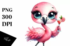 Proud Flamingo with Cocktails | Clipart Product Image 3
