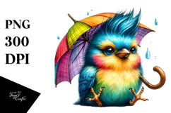 Revolted Baby Bird with Umbrella PNG Product Image 1