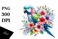Parrot Floral Watercolor | Sublimation | Clipart Product Image 3