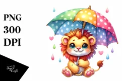 baby lion with Big Eyes Umbrella Clipart Product Image 3