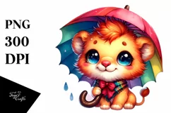 baby lion with Big Eyes Umbrella Clipart Product Image 1
