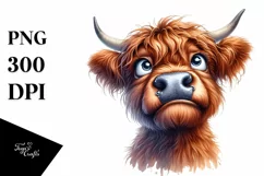 Cow Highland Cow Portrait Big Eyes Goofy Smile Clipart Product Image 3