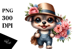 Expressive Baby Dog with Flower Bouquet | Sublimation | Product Image 1