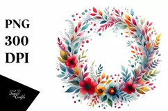 Colorful Watercolor Abstract Wreath | Clipart Product Image 1