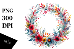 Colorful Watercolor Abstract Wreath | Clipart Product Image 1