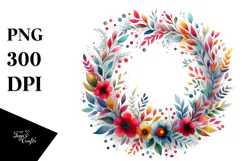 Colorful Watercolor Abstract Wreath | Clipart Product Image 1