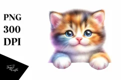 Colorful Baby Kitten Over Paper | Sublimation | Clipart Product Image 3