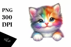 Colorful Baby Kitten Over Paper | Sublimation | Clipart Product Image 1
