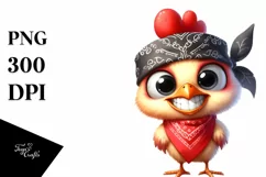 Contempt Chicken Bandana Watercolor Clipart Product Image 1