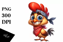 Contempt Chicken Bandana Watercolor Clipart Product Image 3