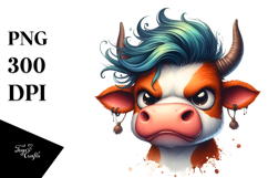 Watercolor Angry Cow, Transparent PNG Product Image 1