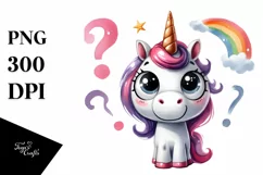 Expressive Funny Baby Face Unicorn PNG Product Image 3