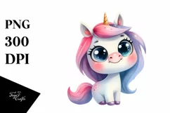 Expressive Funny Baby Face Unicorn PNG Product Image 1