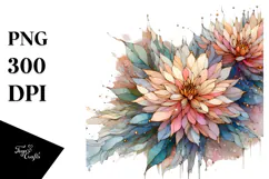 Pastel Wooden Dahlia Abstract PNG Product Image 1