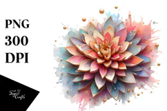 Pastel Wooden Dahlia Abstract PNG Product Image 1