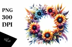 Vibrant Sunflower Wreath | Watercolor Clipart Product Image 3