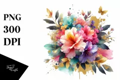 Abstract Bouquet Gold Foil | Sublimation | Clipart Product Image 3