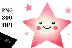 Simple Pinkish Smiling Star PNG Product Image 1