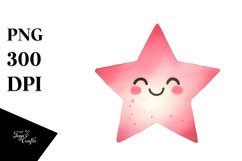 Simple Pinkish Smiling Star PNG Product Image 1