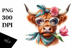 Funny Cow with Fancy es Clipart Product Image 1