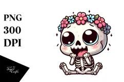Ridiculously Cute Skull with Flower Crown PNG Product Image 1