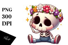 Cute Skull Flower Crown PNG Product Image 1