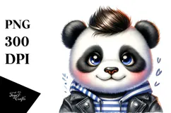 Cute Baby Panda Cool Haircut PNG Product Image 1
