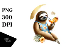 Hipster Sloth with Cocktail, High-Res PNG Product Image 1