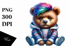 Expressive Baby Bear with Winter Attire PNG Product Image 1