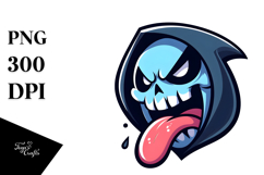 Aggressive Cartoon Reaper with Tongue-Out Face PNG Product Image 1